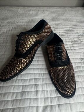ASOS Black and Gold Woven Lace-Up Oxfords